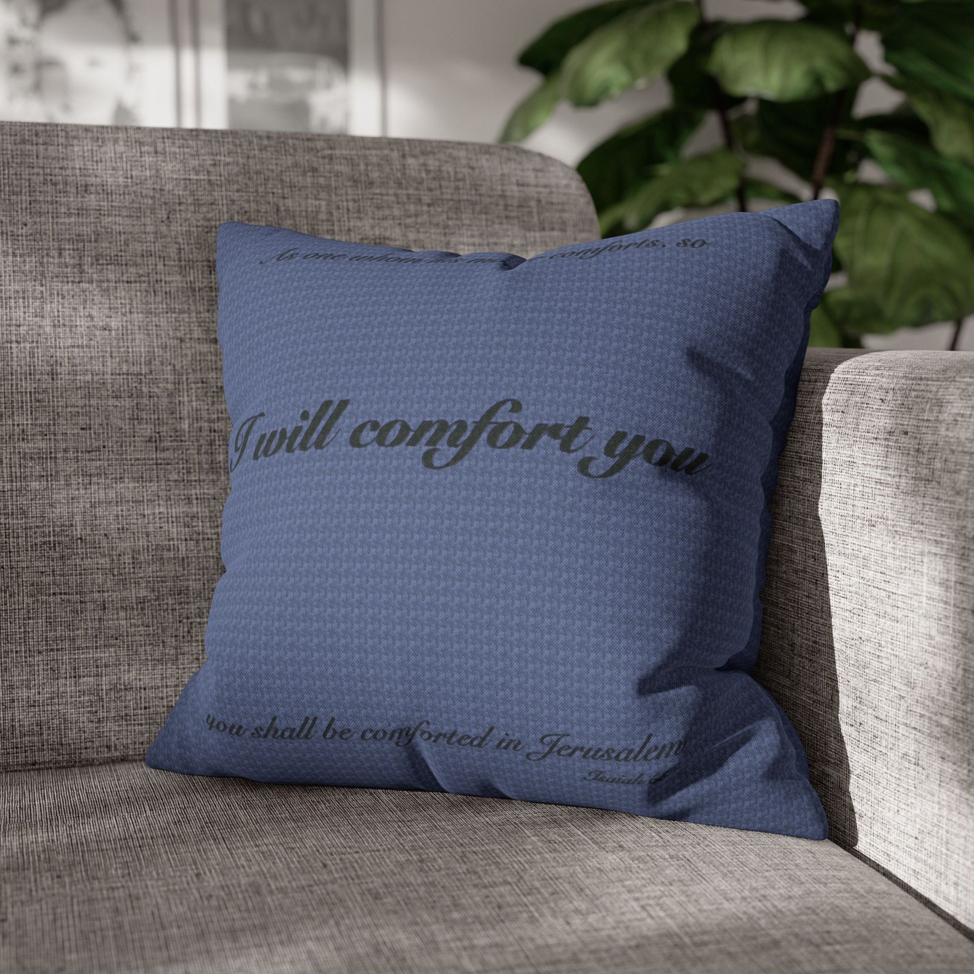 Scripture Pillowcase I Will Comfort You | Blue Cover