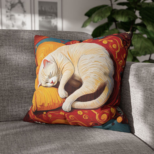 Kissenbezug Schlafende Weiße Katze
